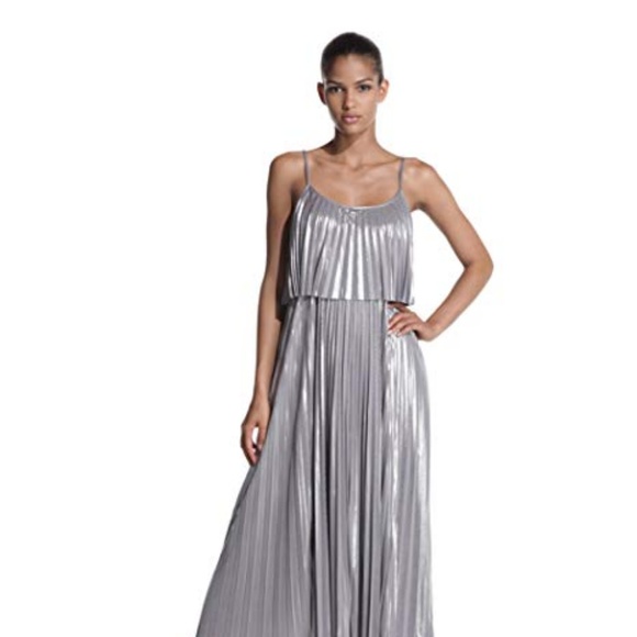halston silver dress